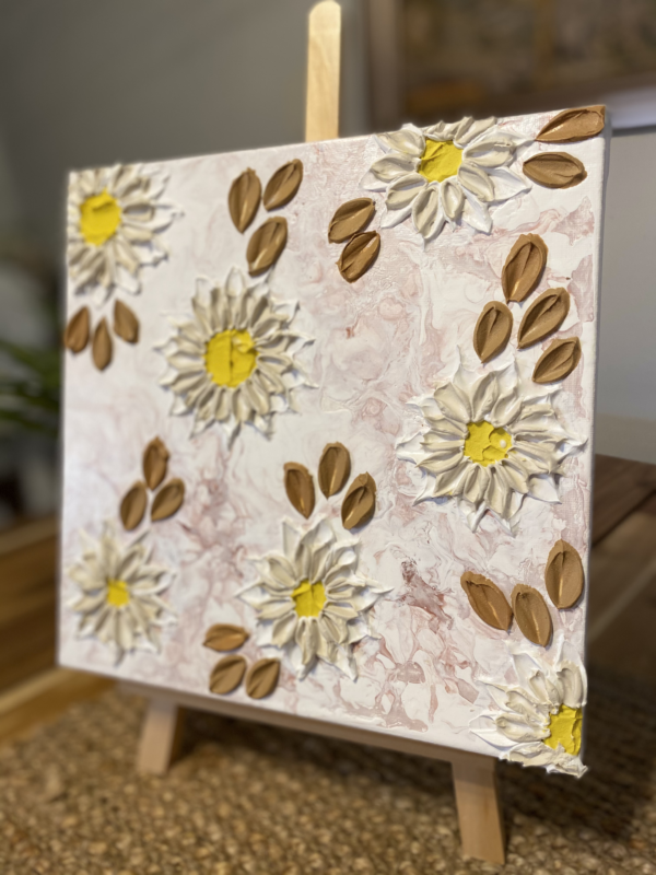 Marble Swan Daisy acrylic painting for sale, Perth, Australia
